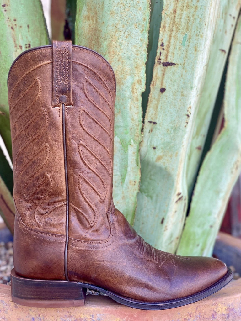 mens brown dress cowboy boots Franco Cuadra casual caiman Leather ankle for Men 8.5 / Brown A round toe gives the boots a sleek profile thats both dressy and practical Mens Brown Cowboy Boots Anaconda