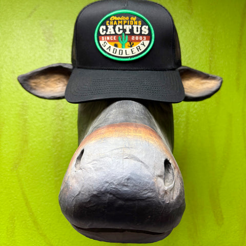 Cactus Saddlery mesh back cap in black, breathable mesh back allows consistent airflow, with adjustable snapback closure for a custom fit - RDHC569. Available at Blair's Western Wear, Marble Falls, TX.