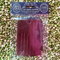Callahan Leather air freshener rectangle Texas flag design in brown leather, crafted from genuine leather for long-lasting scent, with a sturdy hanging loop for easy placement – AFRECTXFBRWLTH. Available at Blair's Western Wear, Marble Falls, TX.