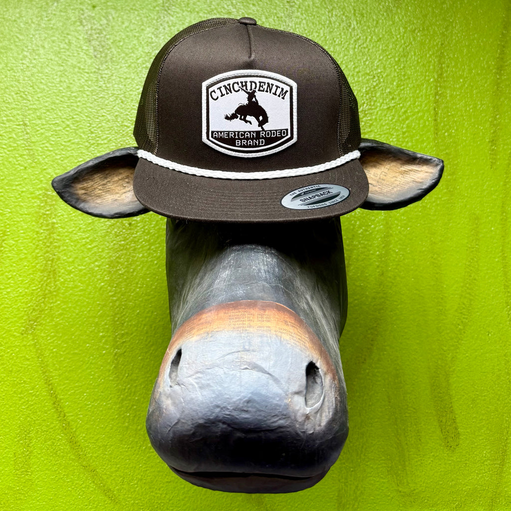 Cinch cap mesh logo cap in brown, featuring a breathable mesh back, with an adjustable snapback for a custom fit – MCC0600609. Available at Blair's Western Wear, Marble Falls, TX.