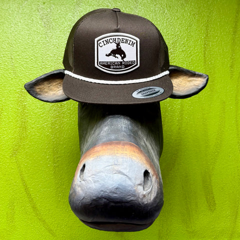 Cinch cap mesh logo cap in brown, featuring a breathable mesh back, with an adjustable snapback for a custom fit – MCC0600609. Available at Blair's Western Wear, Marble Falls, TX.