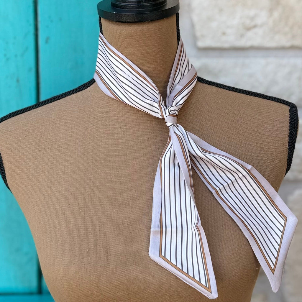 Cream & Brown Striped Twilly Wild Rag