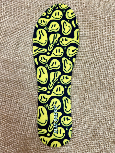 Flat Socks Foot Petal Flat Sock Smiley in Black/Yellow, washer- and dryer-safe design, with odor-control technology and moisture-wicking comfort - 75168FLS00704. Available at Blair's Western Wear, Marble Falls, TX.