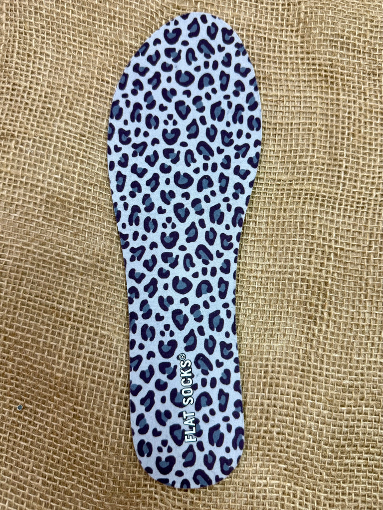 Flat Socks Foot Petal Leopard Flat Sock in black and grey, moisture-wicking to keep feet dry, with a supportive foam layer for comfort - 75168FLS00139. Available at Blair's Western Wear, Marble Falls, TX.