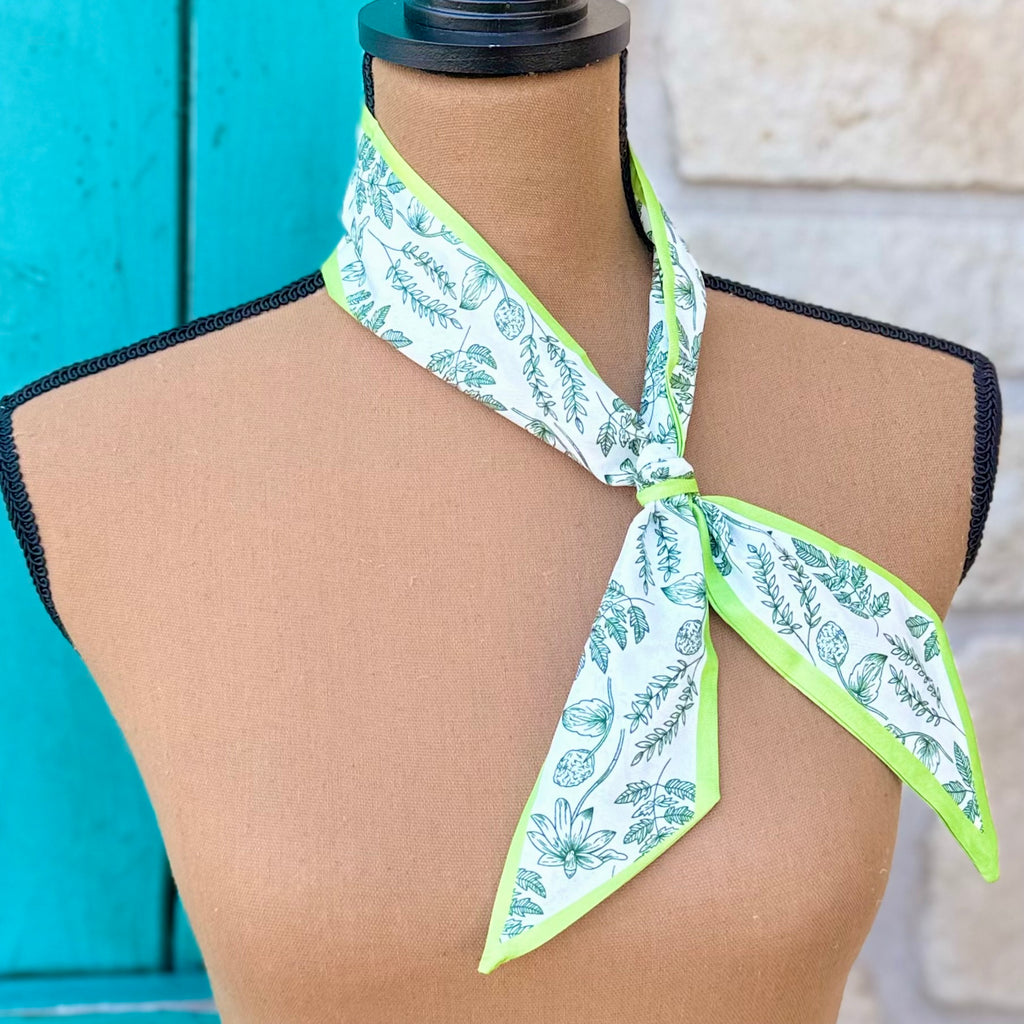 Green Botanical Floral Twilly Wild Rag