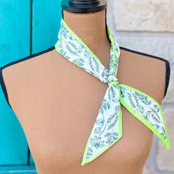 Green Botanical Floral Twilly Wild Rag