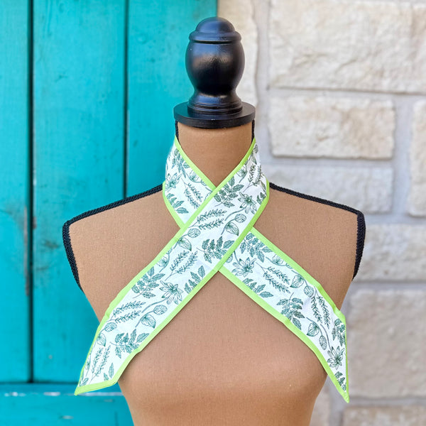 Green Botanical Floral Twilly Wild Rag
