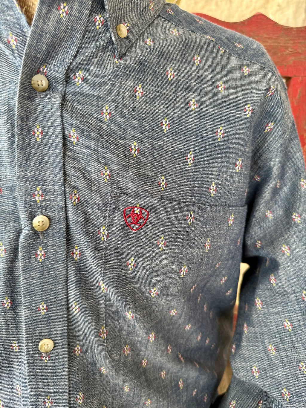 Men's Ariat Navy Long Sleeve Western Shirt