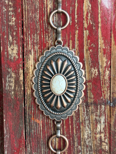 Ladies White Stone Oval Concho Belt