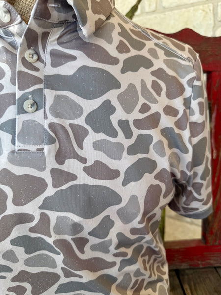 Men's Tan Camo Performance Polo Shirt