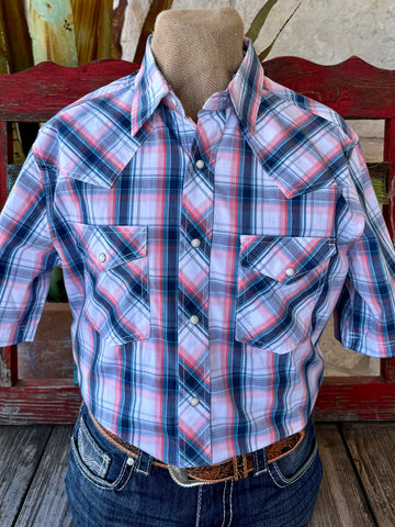 Men's Plaid Snap Short Sleeve Shirt