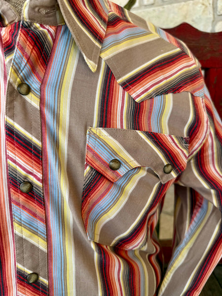 Men's Serape Stripe Pearl Snap Long Sleeve Shirt
