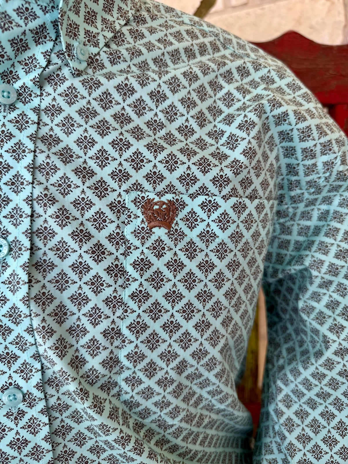 Men's Print Button-Down Long Sleeve Shirt