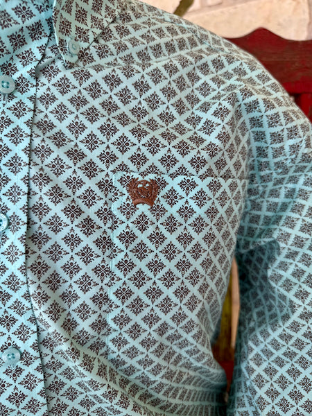 Men's Print Button-Down Long Sleeve Shirt