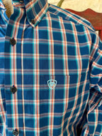 Men's Plaid Check Button-Down Long Sleeve Shirt