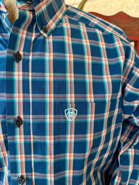 Men's Plaid Check Button-Down Long Sleeve Shirt