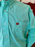 Men's Floral Print Button-Down Long Sleeve Shirt