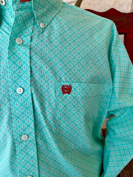 Men's Floral Print Button-Down Long Sleeve Shirt