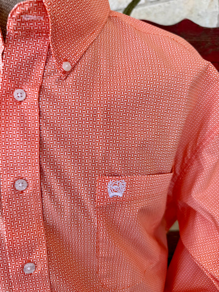 Men's Geometric Print Button-Down Long Sleeve Shirt