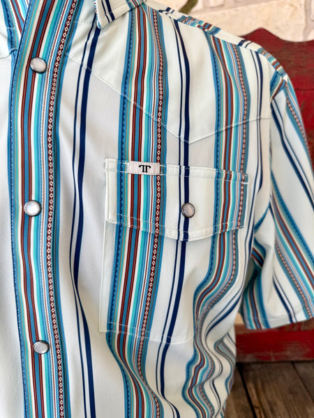 Men's Stripe Pearl Snap Short Sleeve Shirt