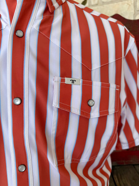 Men's Stripe Pearl Snap Short Sleeve Shirt