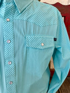 Men's Stripe Pearl Snap Long Sleeve Shirt