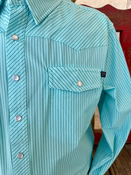Men's Stripe Pearl Snap Long Sleeve Shirt