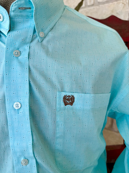 Men's Geometric Print Button-Down Long Sleeve Shirt