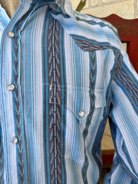 Men's Stripe Pearl Snap Long Sleeve Shirt