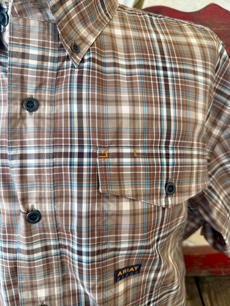 Men's Plaid Button-Down Short Sleeve Shirt