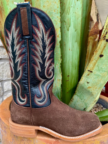 Men's Roughout Wide Square Toe Western Roper Boot