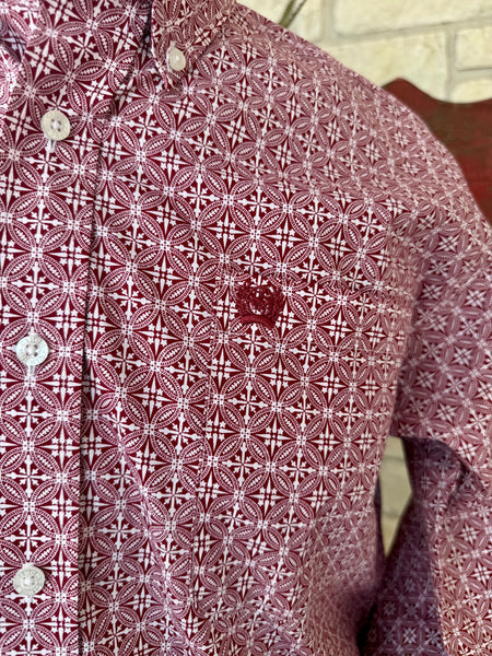 Men's Long Sleeve Print Button-Down Shirt