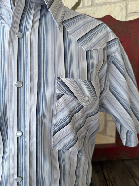 Men's Short Sleeve Stripe Snap Shirt