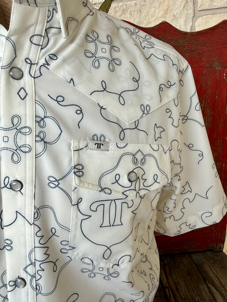 Men's Short Sleeve Rope Print Snap Shirt