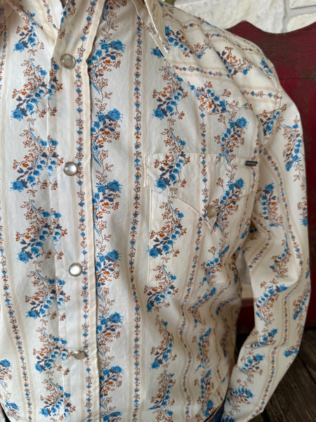 Men's Long Sleeve Floral Print Snap Shirt