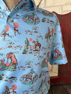Men's Bronc Print Pullover Short Sleeve Polo