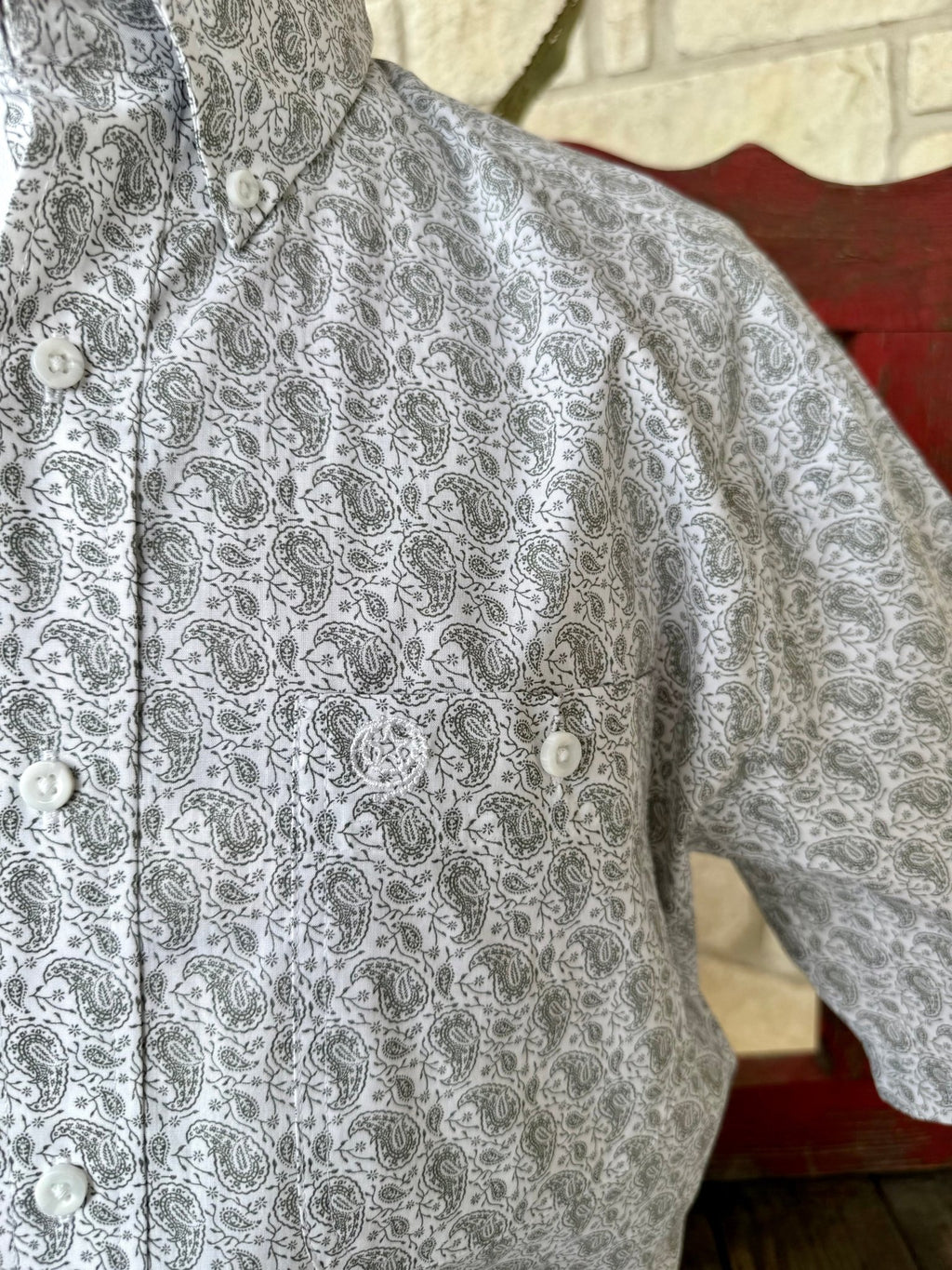 Men's Paisley Short Sleeve Button-Down Western Shirt