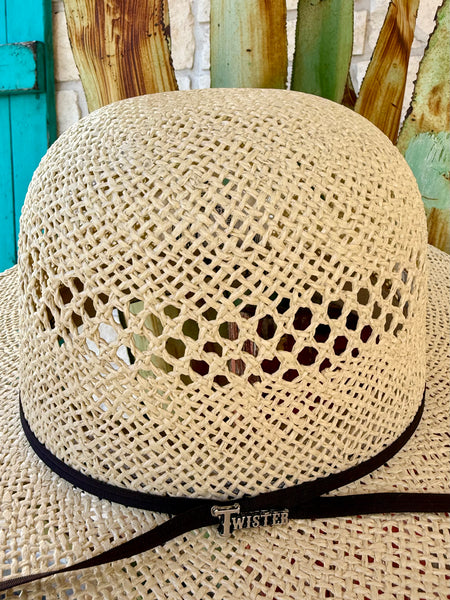 Open Crown 5" Wide Brim Jute Straw Hat