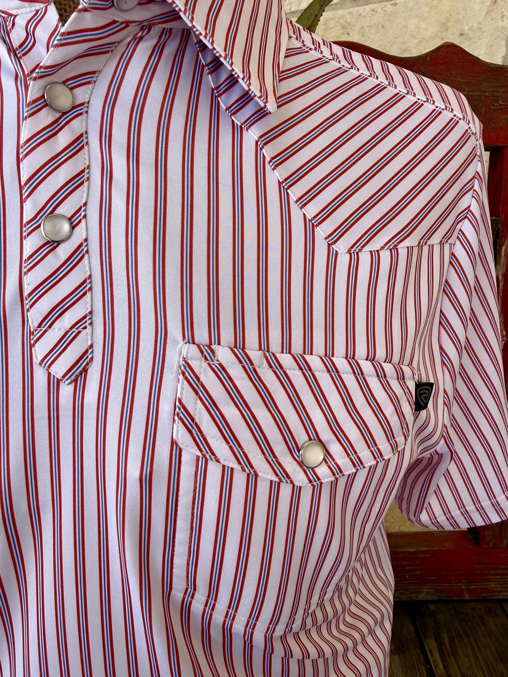 Men's Striped Pearl Snap Short Sleeve Shirt