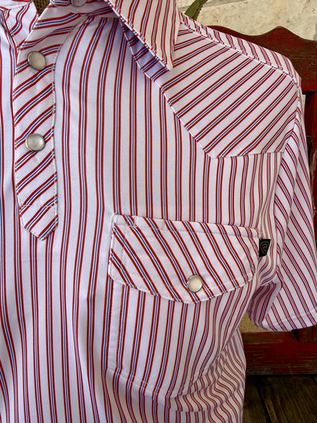 Men's Striped Pearl Snap Short Sleeve Shirt
