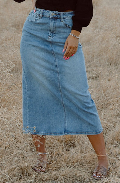 Ladies High Rise Denim Maxi Skirt - RDS6094 - Blair's Western Wear Marble Falls, TX 