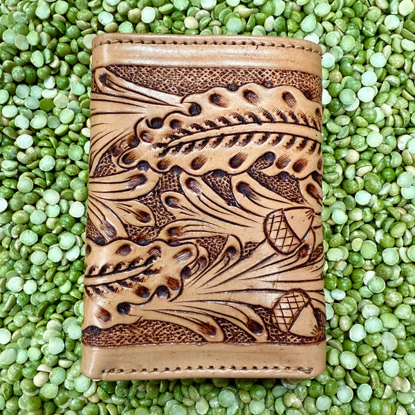 Men's Aztec-Inspired Serape Inset Basketweave Trifold Wallet