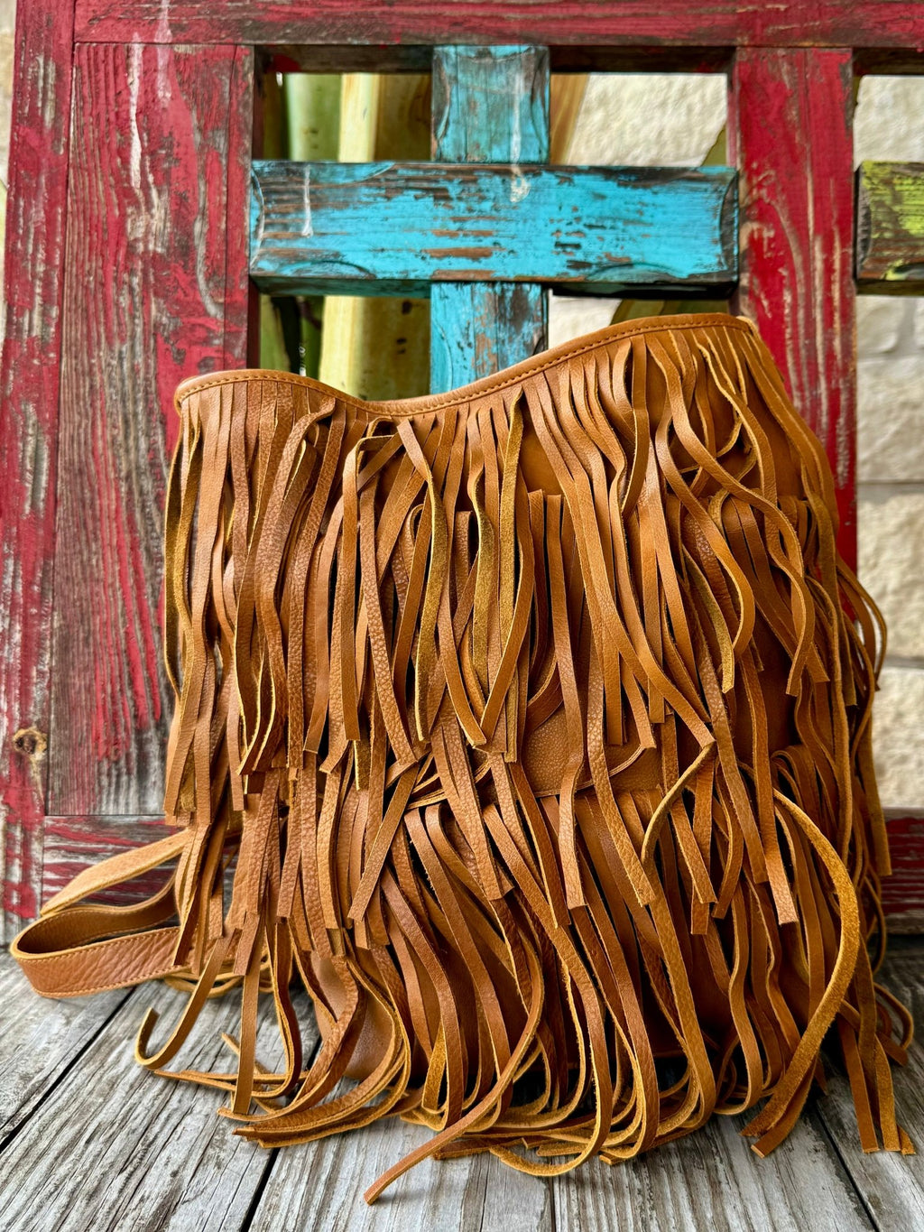 Women's Cognac Full-Fringe Leather Hobo Crossbody Purse