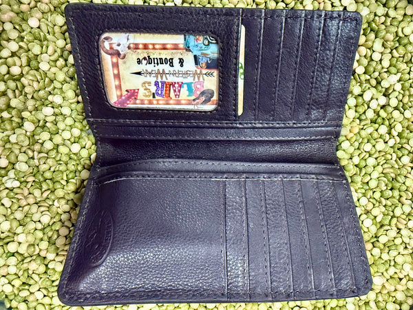 Men's Gator Print Floral Tooled Leather Checkbook Wallet