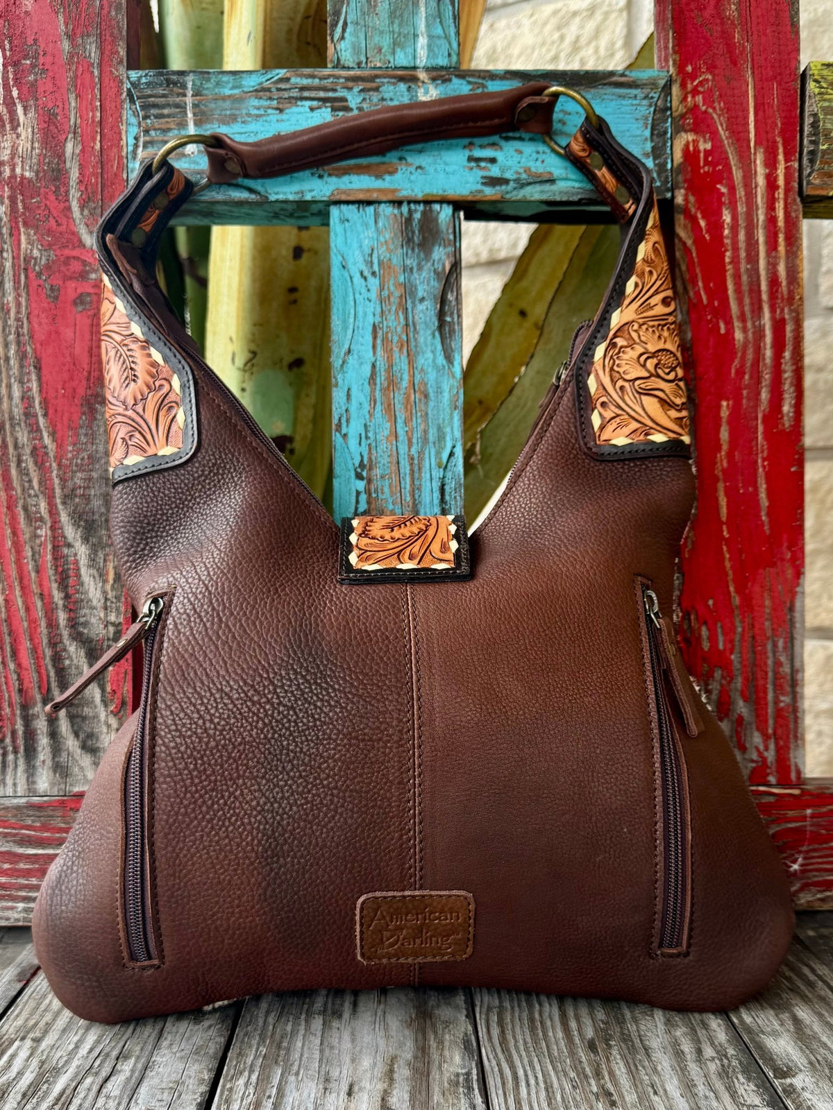 Women's Snake Print & Tooled Leather Hobo Bag