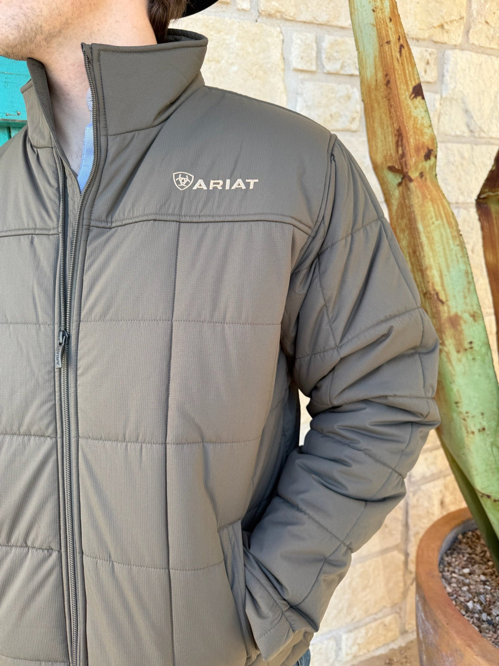 Men's Olive Quilted Concealed Carry Jacket