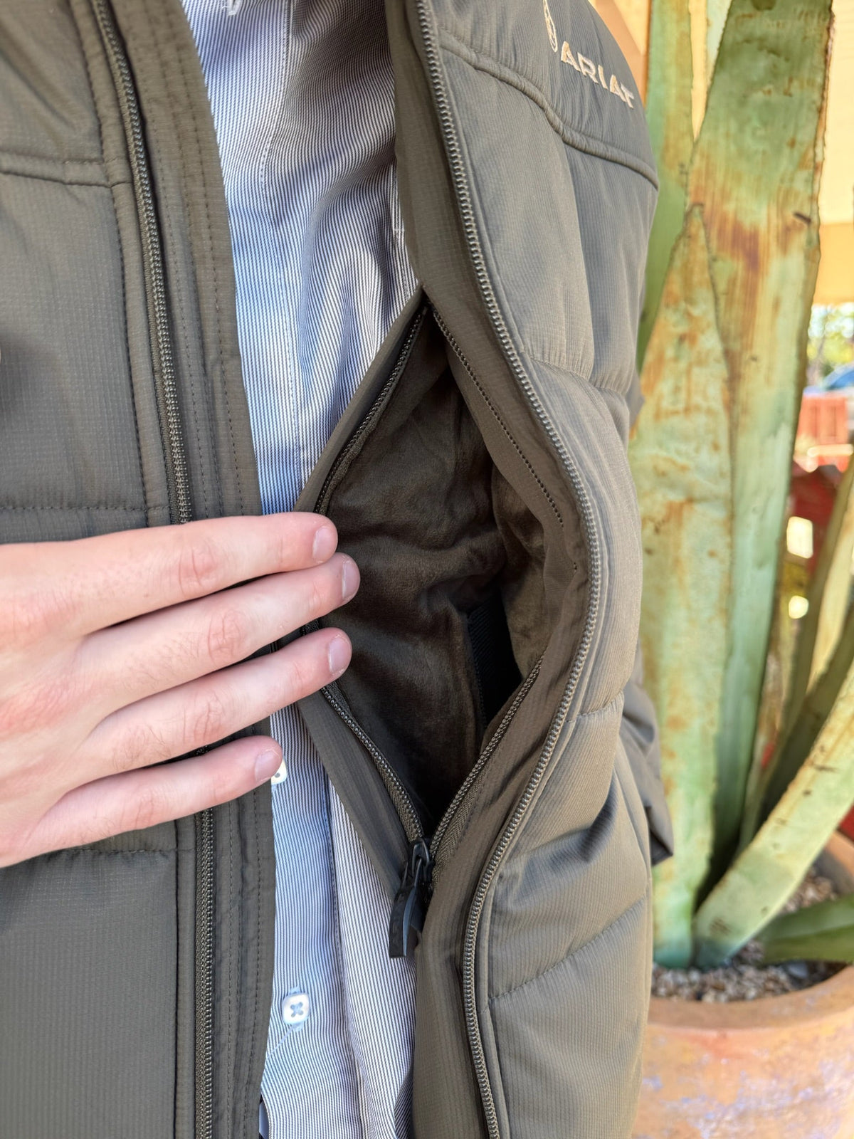 Men's Olive Quilted Concealed Carry Jacket