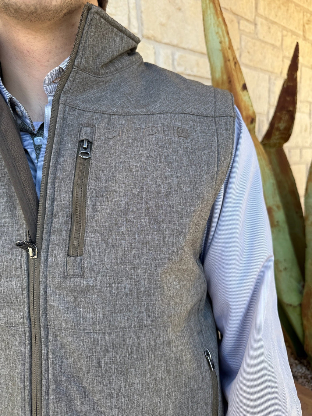 Men's Heather Olive Gray Concealed Carry Bonded Vest