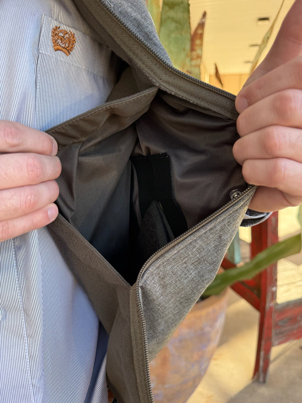 Men's Heather Olive Gray Concealed Carry Bonded Vest