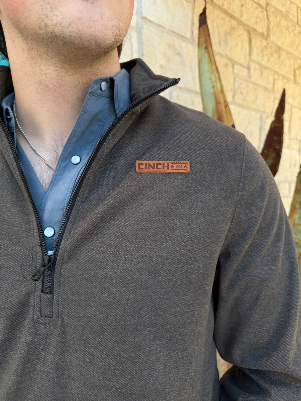 Men's Olive Quarter-Zip Pullover
